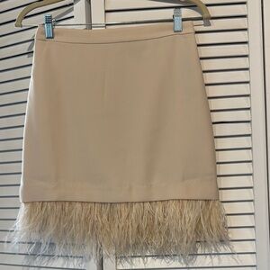 Elegant Beige Feathered Hem Skirt